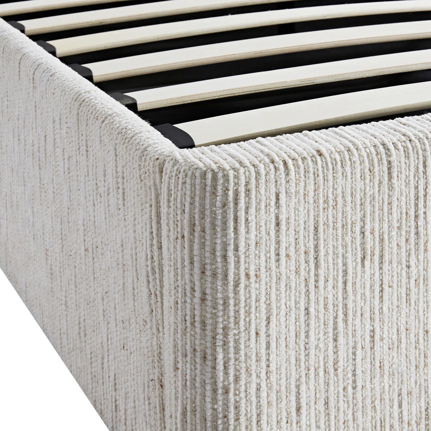 Tremezzo Oversized Ottoman Storage Bed, Beige Textured Fabric