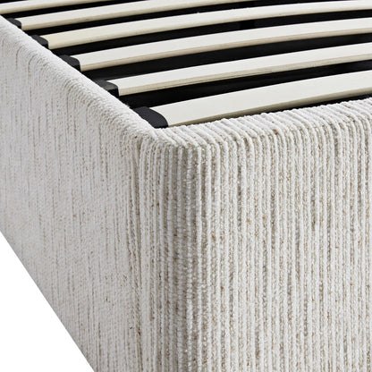 Tremezzo Oversized Ottoman Storage Bed, Beige Textured Fabric
