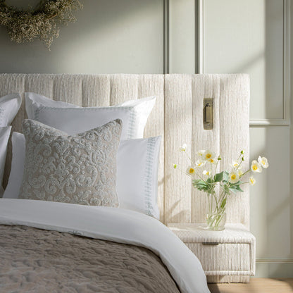 Tremezzo Oversized Ottoman Storage Bed, Beige Textured Fabric