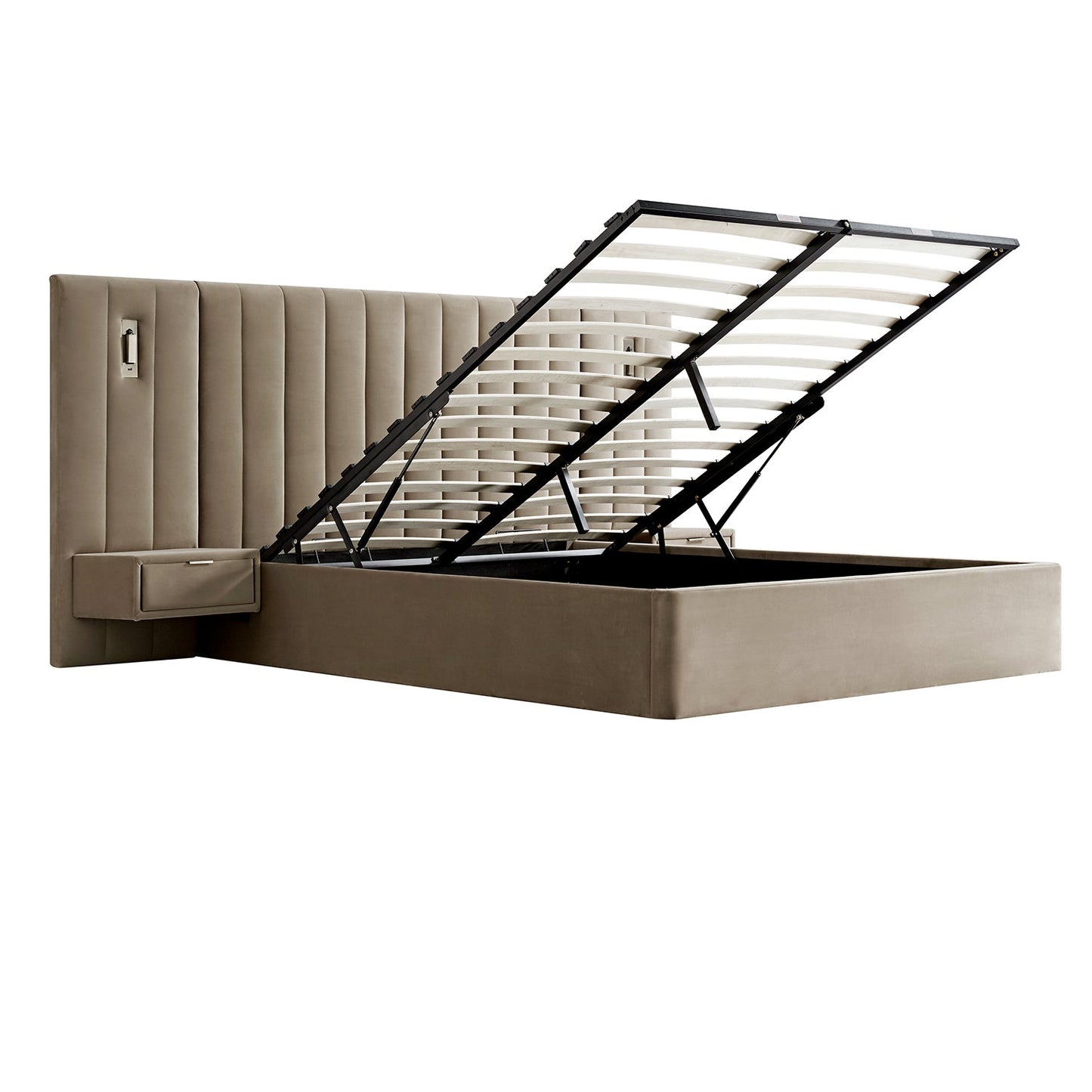 Tremezzo Oversized Ottoman Storage Bed, Taupe Velvet