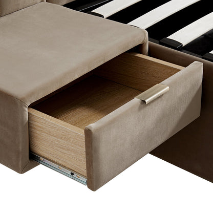 Tremezzo Oversized Ottoman Storage Bed, Taupe Velvet