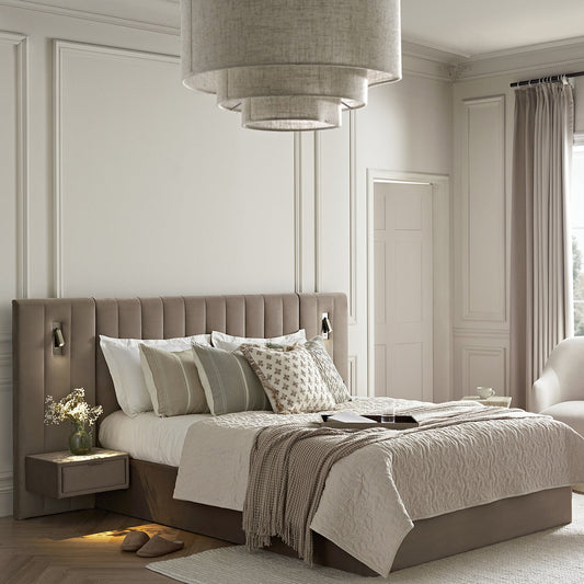 Tremezzo Oversized Ottoman Storage Bed, Taupe Velvet