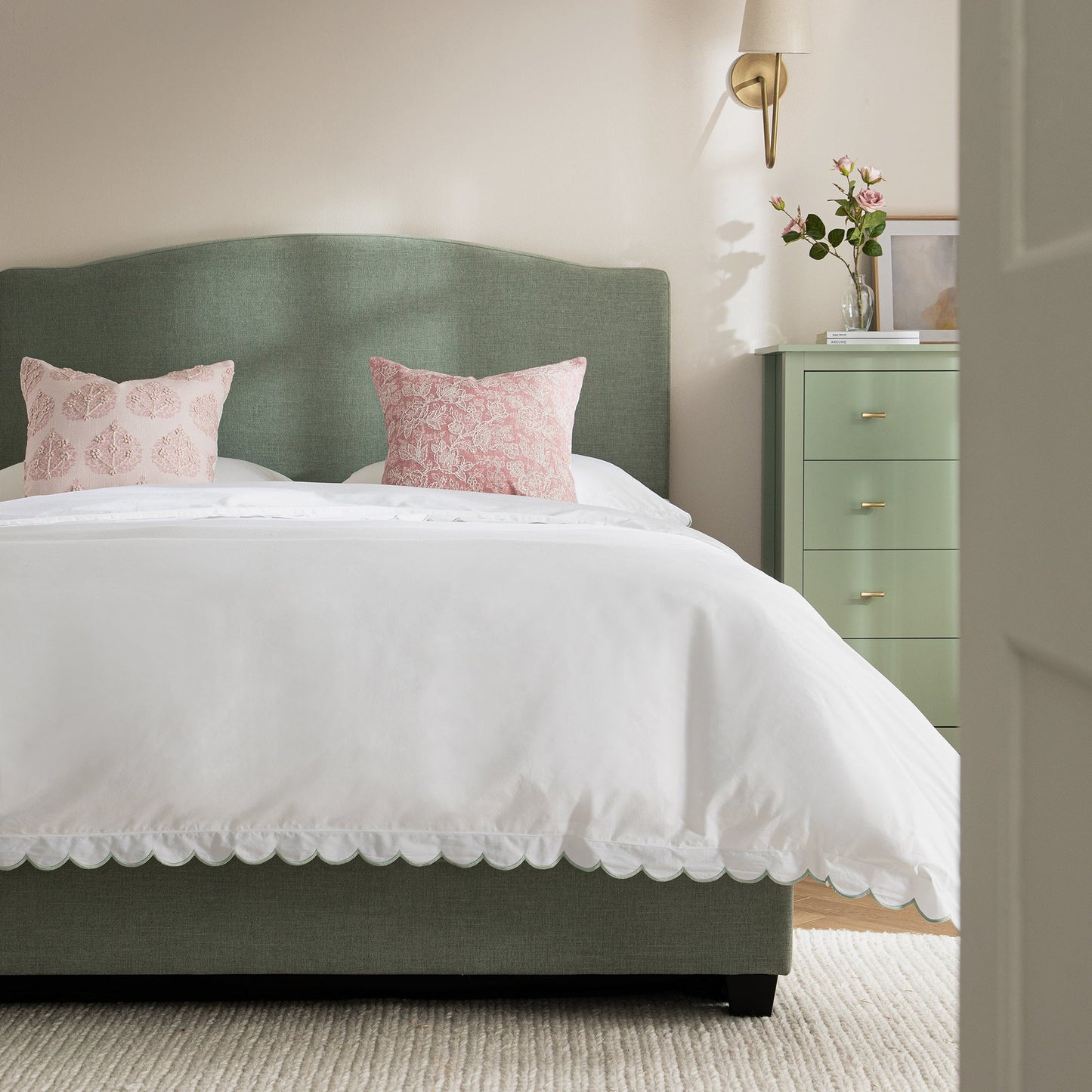 Chilworth Upholstered Ottoman Storage Bed, Water Green Chenille