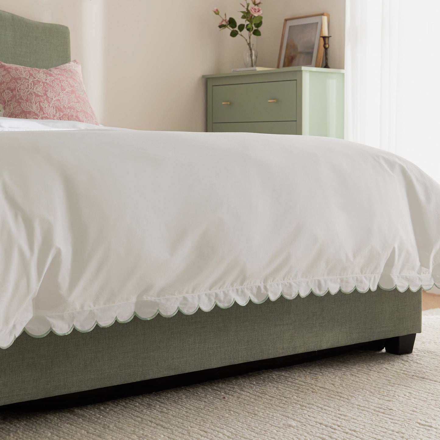 Chilworth Upholstered Ottoman Storage Bed, Water Green Chenille