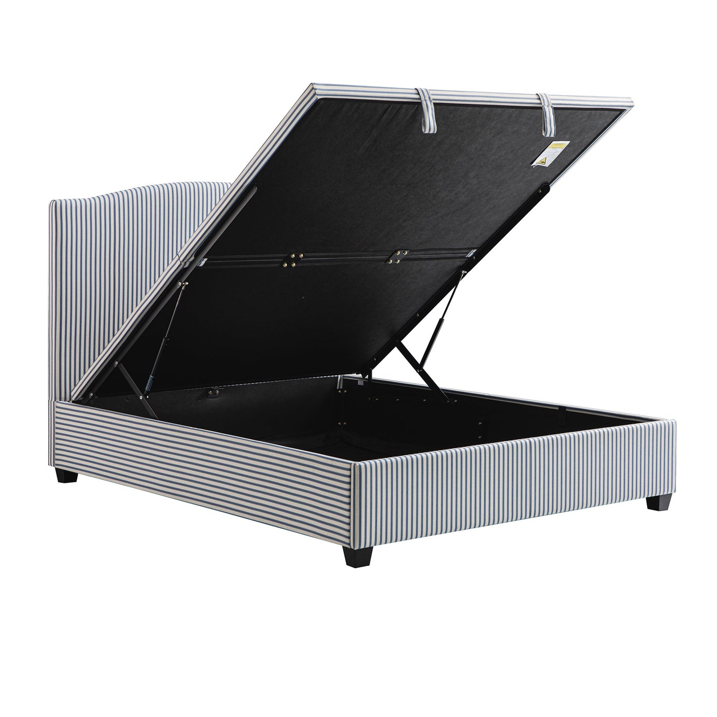 Chilworth Upholstered Ottoman Storage Bed, Blue Stripe Linen Blend