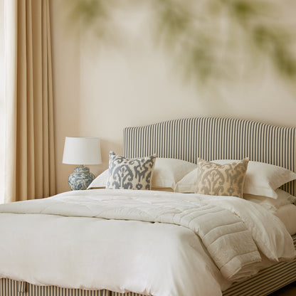 Chilworth Upholstered Ottoman Storage Bed, Blue Stripe Linen Blend