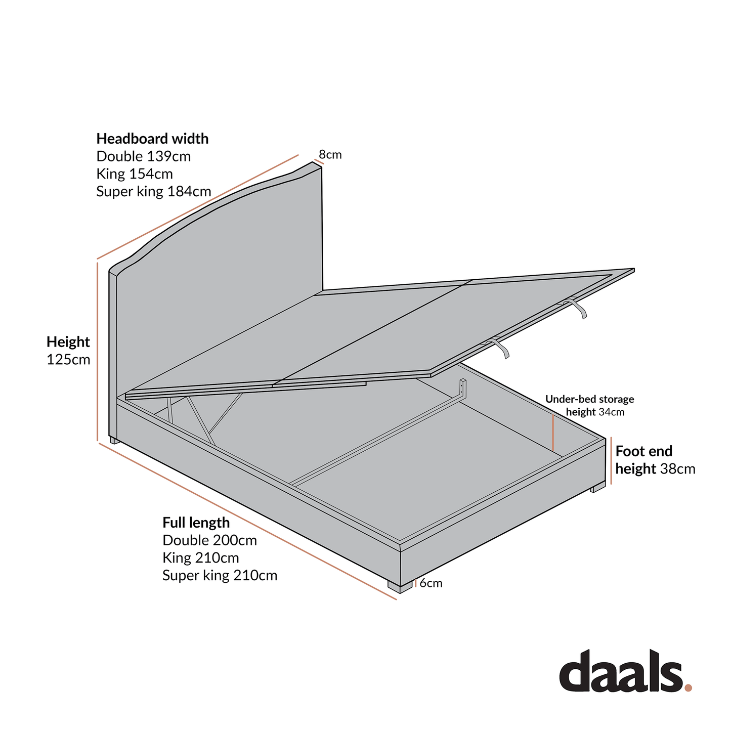 Chilworth Upholstered Ottoman Storage Bed, Dark Grey Weave Fabric
