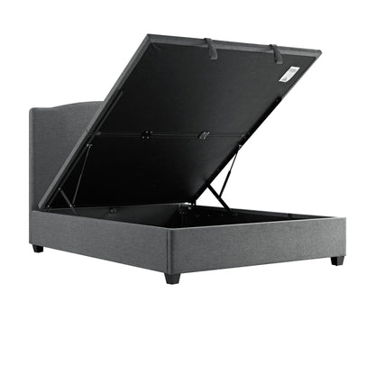 Chilworth Upholstered Ottoman Storage Bed, Dark Grey Weave Fabric