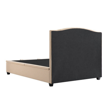 Chilworth Upholstered Ottoman Storage Bed, Ochre Stripe Linen Blend