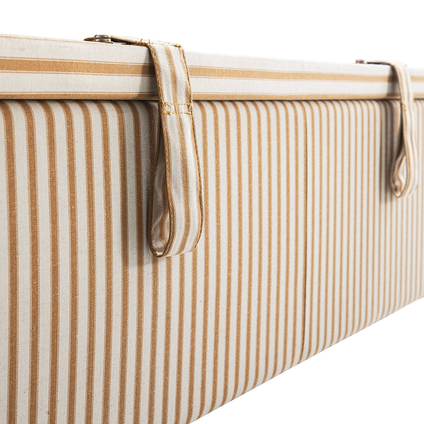 Chilworth Upholstered Ottoman Storage Bed, Ochre Stripe Linen Blend