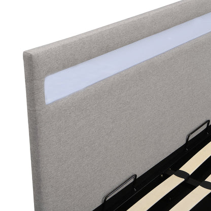 Pimlico End Opening Ottoman Storage Bed Frame with Multi-colour LED Headboard (Grey Fabric)