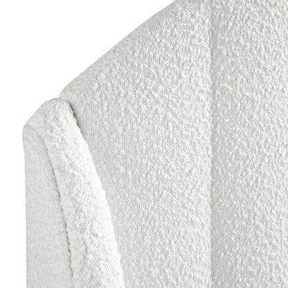 Eleanor White Boucle Upholstered Bed Frame with Domed Headboard