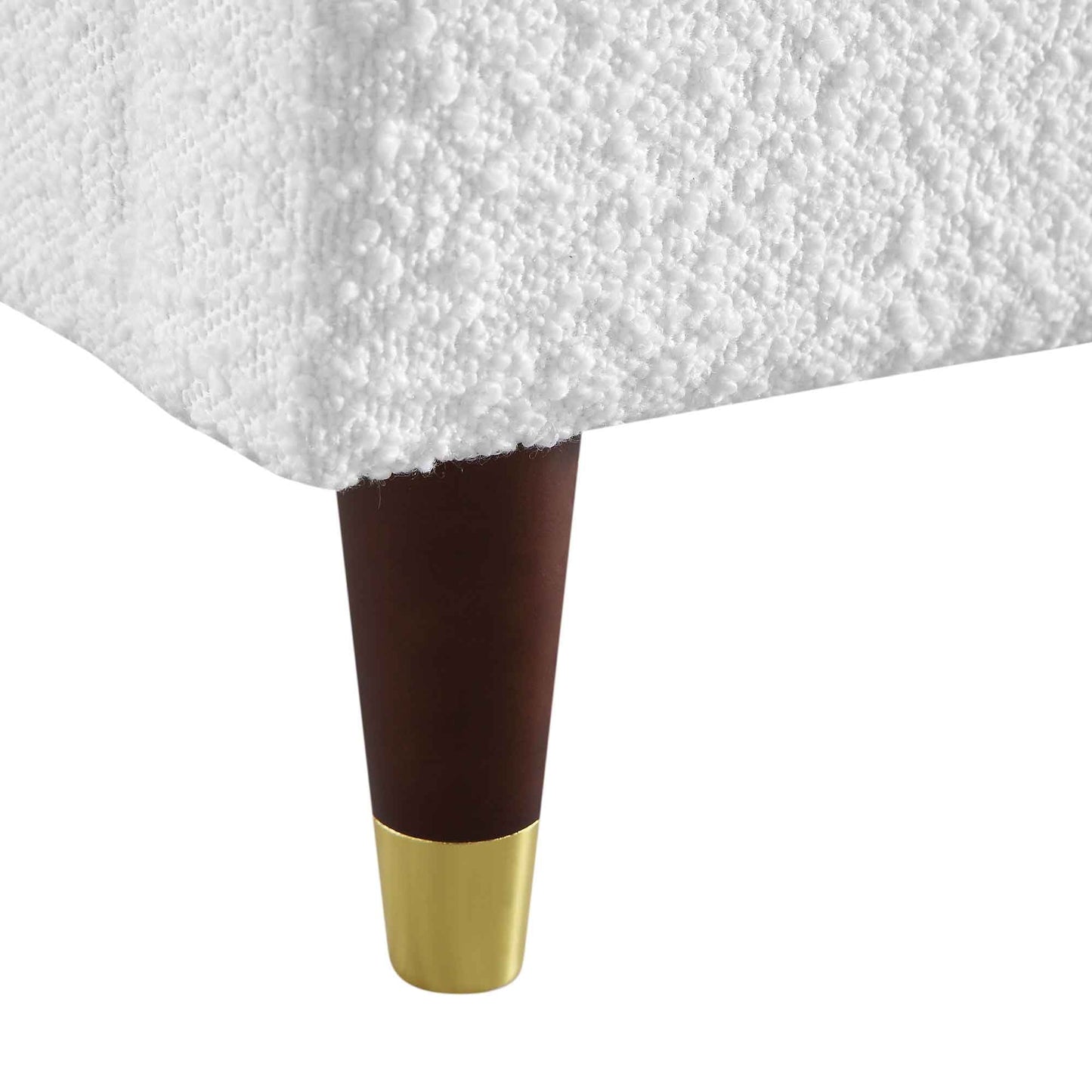 Eleanor White Boucle Upholstered Bed Frame with Domed Headboard