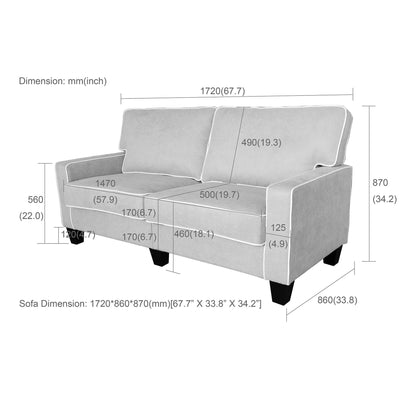 Sherbrook Large 2-Seater Mustard Yellow Velvet Sofa with Contrasting Piping