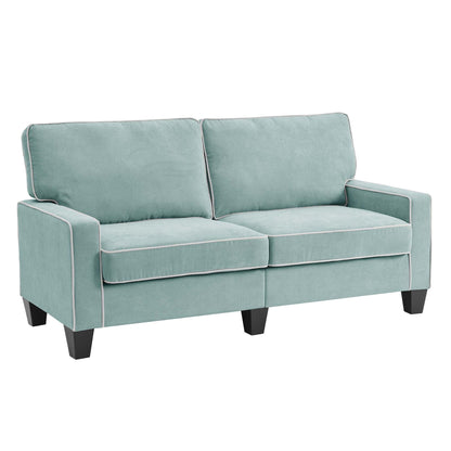 Sherbrook Large 2-Seater Mint Brushed Fabric Sofa with Contrasting Piping