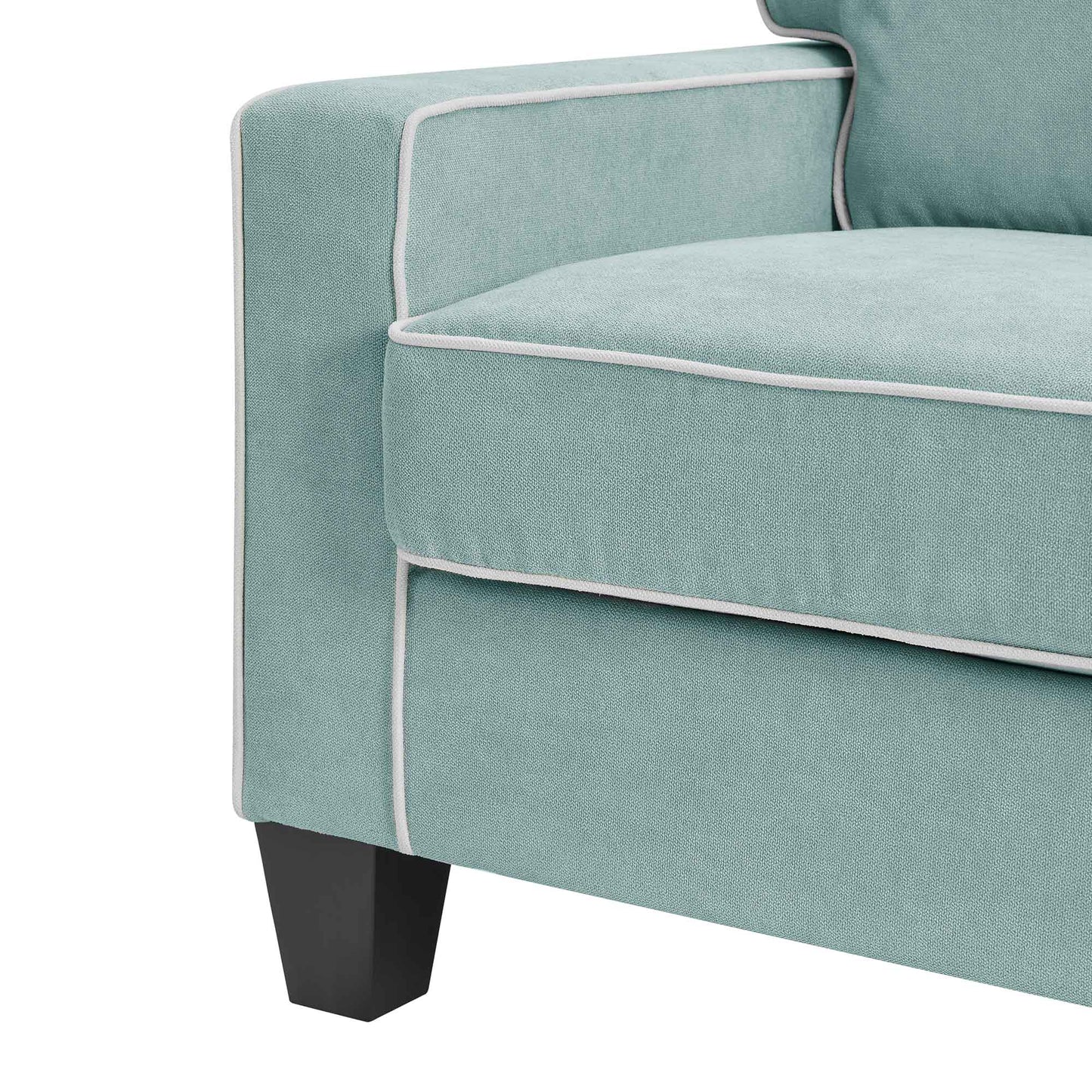 Sherbrook Large 2-Seater Mint Brushed Fabric Sofa with Contrasting Piping
