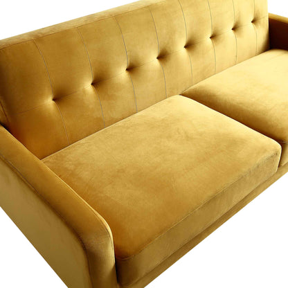 Clarence 3-Seater Sofa in Mustard Yellow Velvet
