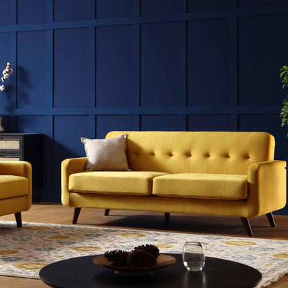 Clarence 3-Seater Sofa in Mustard Yellow Velvet