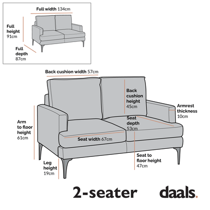 Haven Grey Fabric 2-Seater Sofa