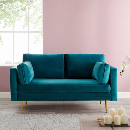 Pelham Teal Blue Velvet Fabric Sofa