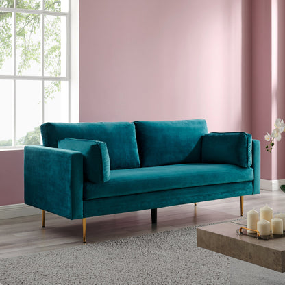Pelham Teal Blue Velvet Fabric Sofa