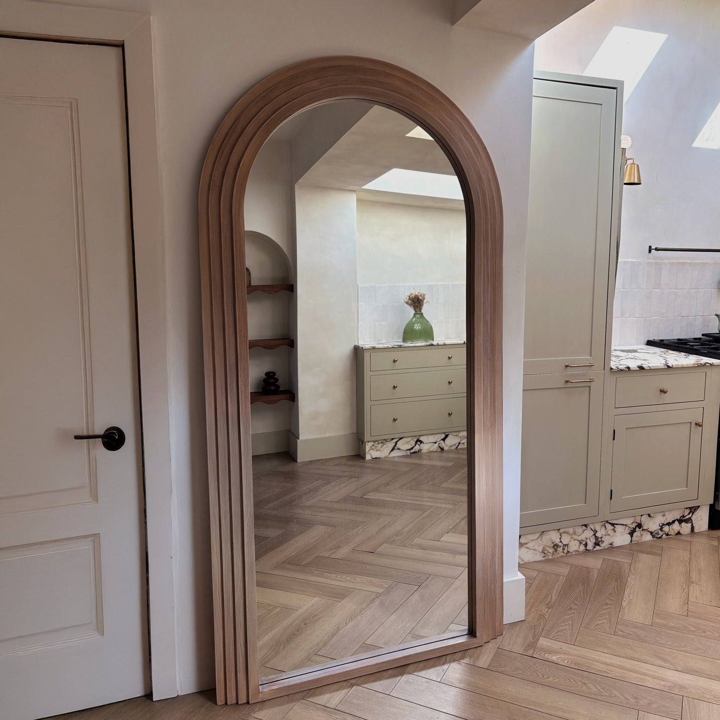 Luciana - Full Length Arched Washed Wood Mirror 196cm x 104cm