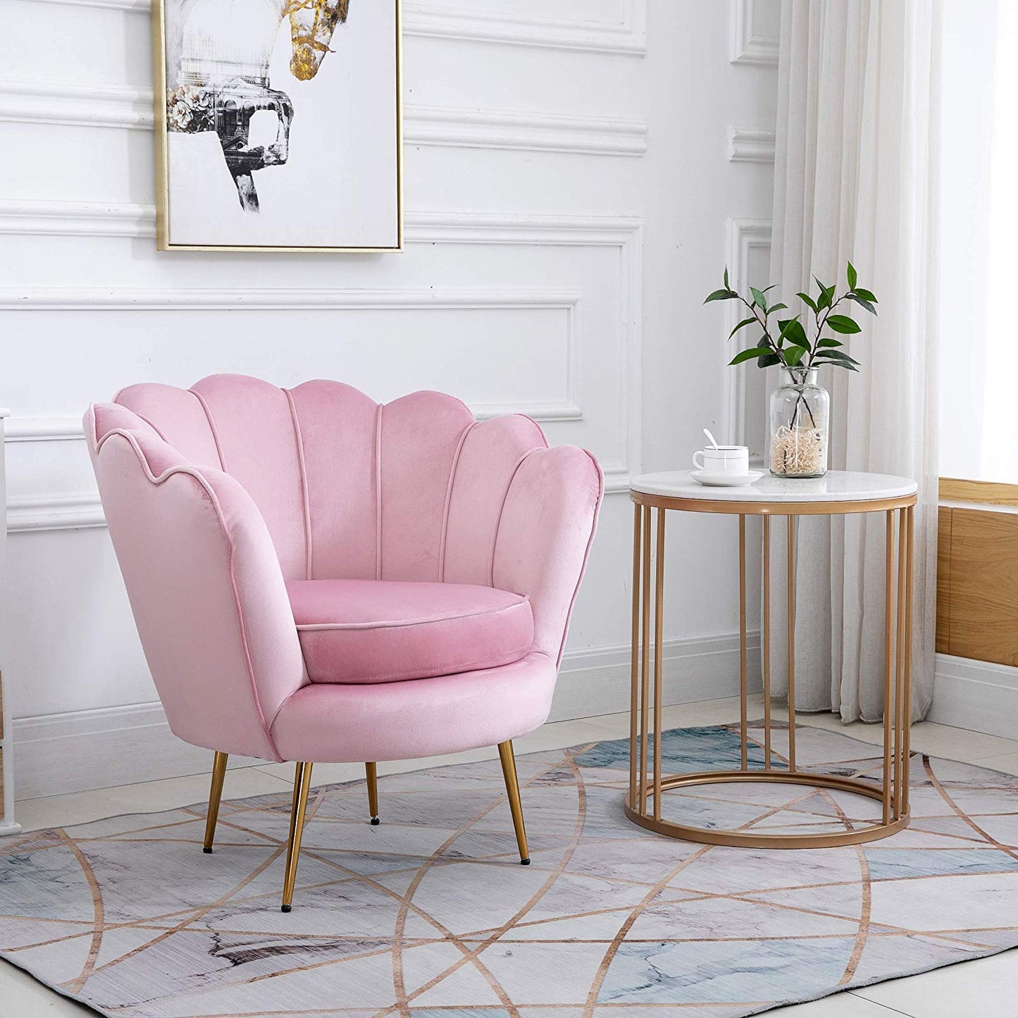 Hepburn Accent Chair in Pink Velvet