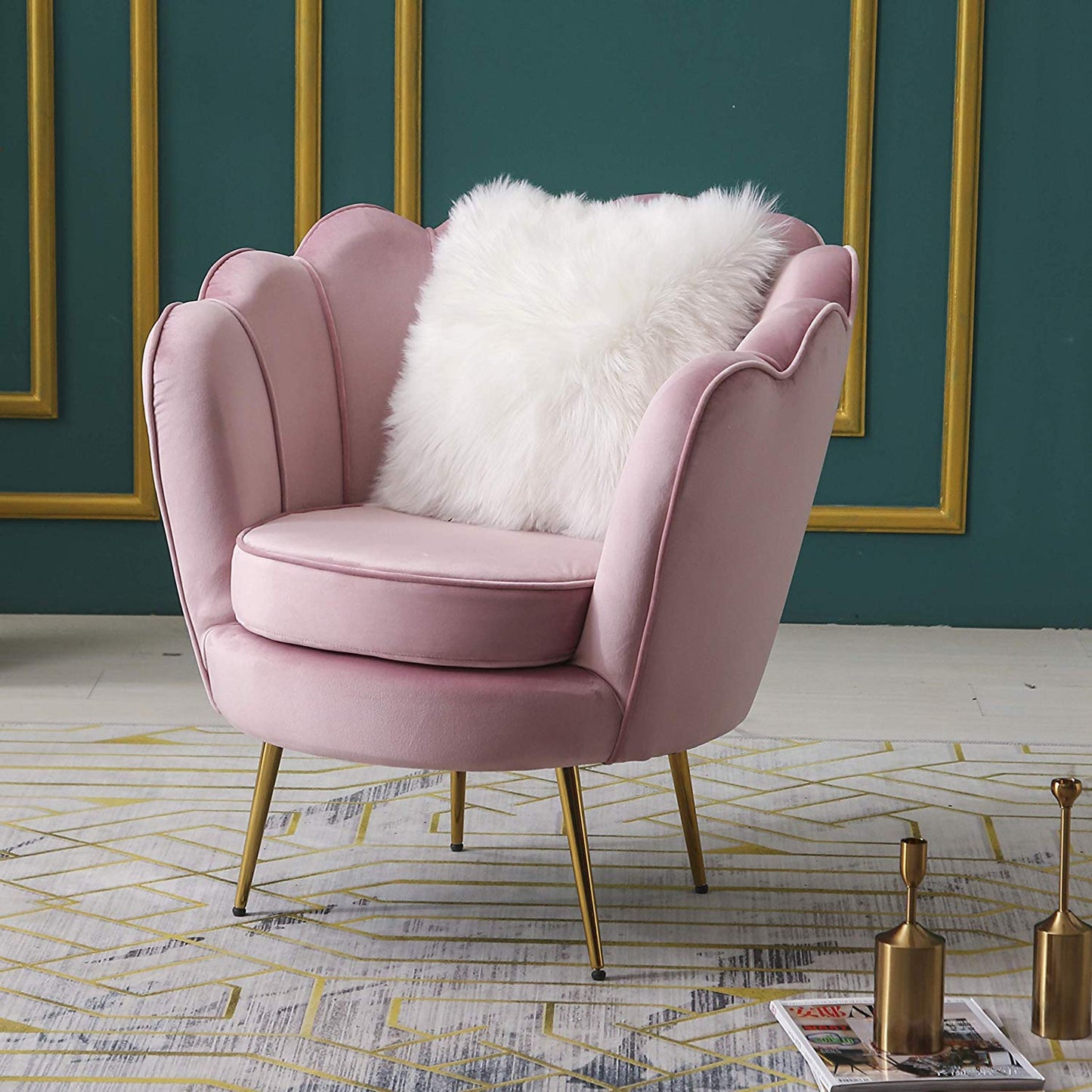 Hepburn Accent Chair in Pink Velvet