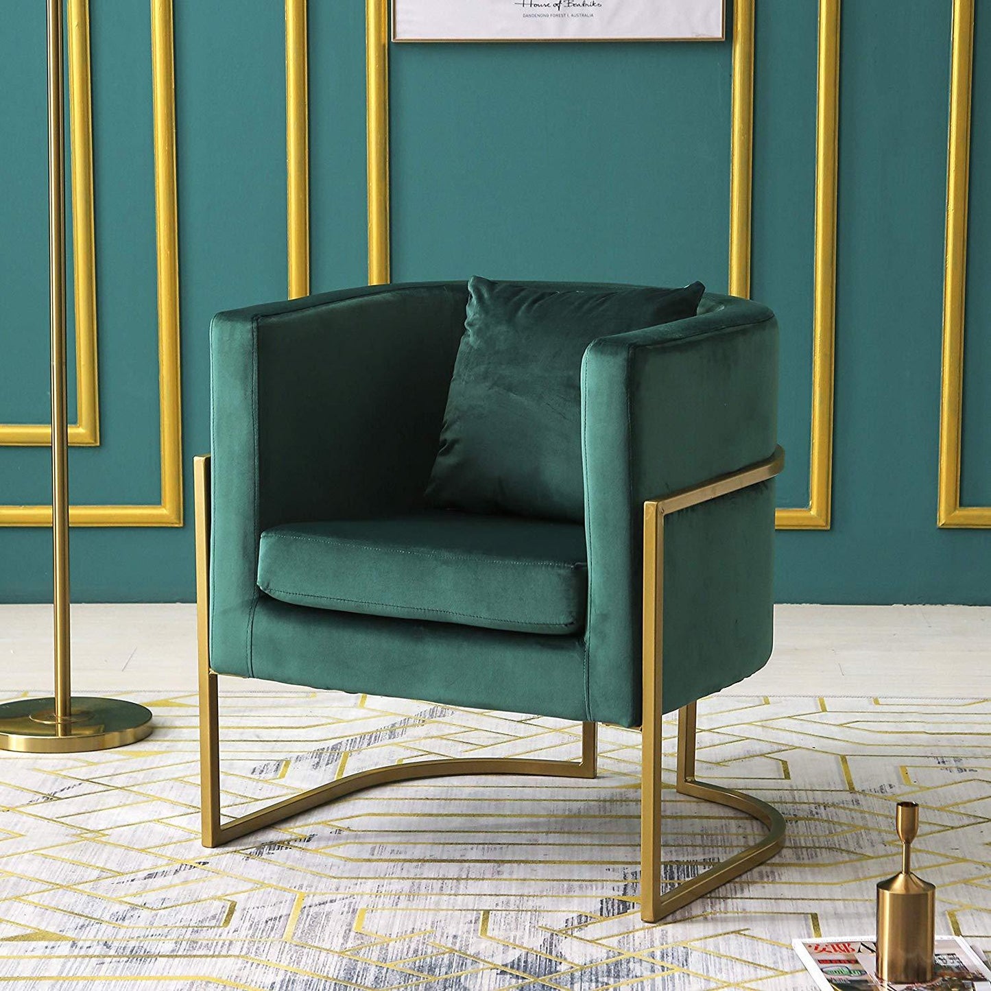 Gracie Accent Chair in Green Velvet
