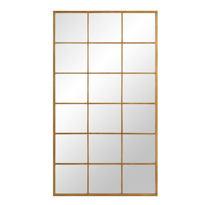 Chardwell Full Length Industrial Metal Window Mirror 180 x 100 cm, Antique Gold Effect