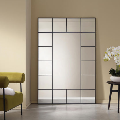 Herbert Full Length Metal Frame Window Mirror 180 x 120 cm, Black