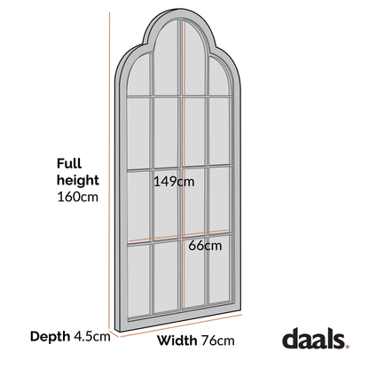 Southam Arched Full Length Wooden Frame Window Mirror 160 x 76 cm