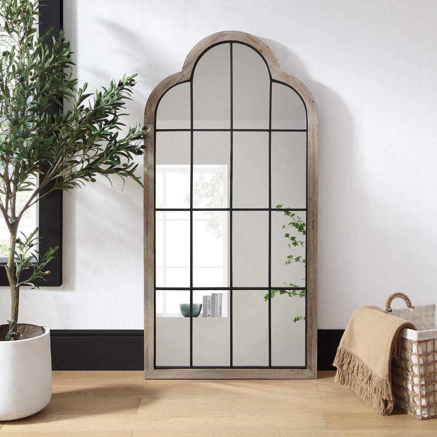 Southam Arched Full Length Wooden Frame Window Mirror 160 x 76 cm