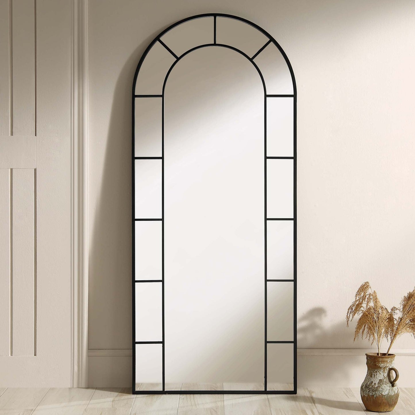 Beaumont Arched Full Length Metal Frame Mirror 178 x 76 cm, Black