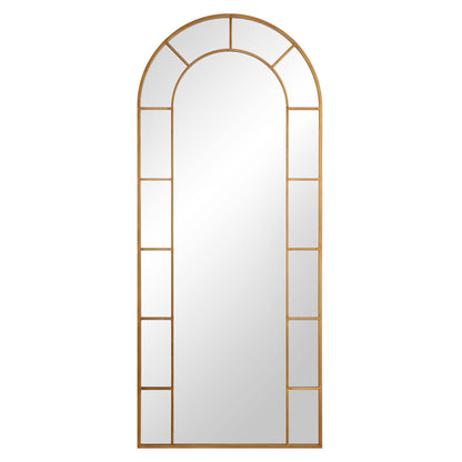 Beaumont Arched Full Length Metal Frame Mirror 178 x 76 cm, Antique Gold Effect