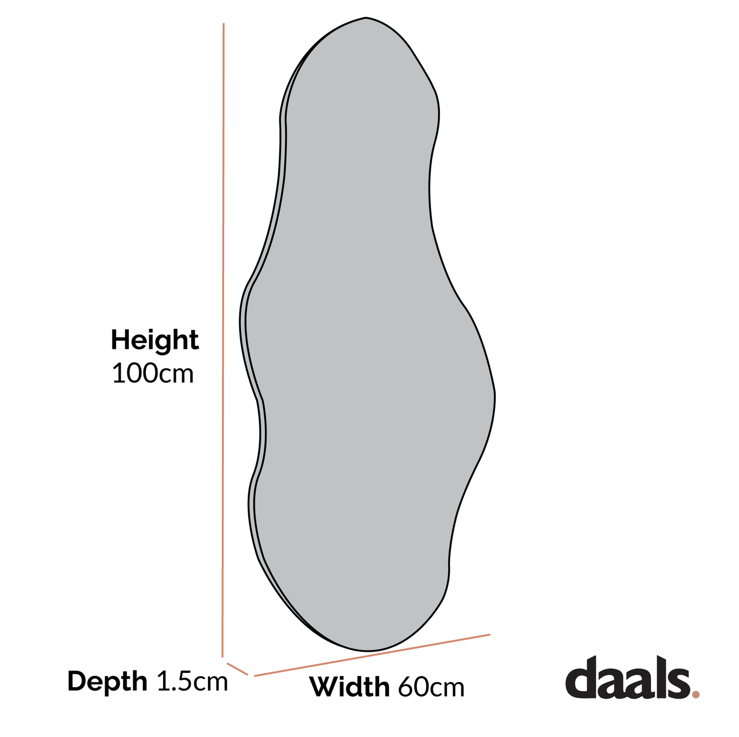 Bala Irregular Shaped Frameless Pond Mirror 100 x 60 cm