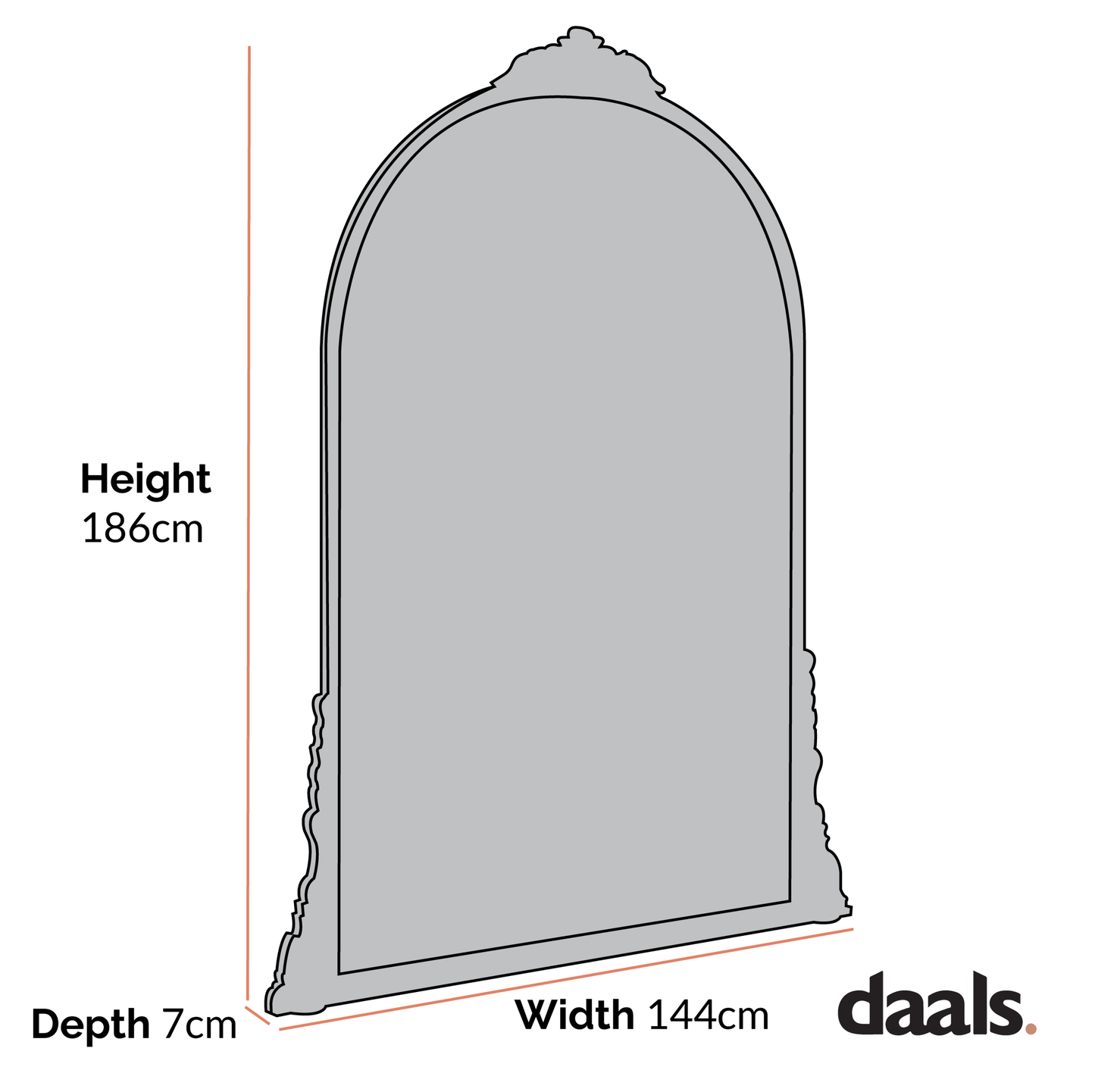 Mirabel Full Length Mirror 186 x 144 cm, Antique Gold Effect