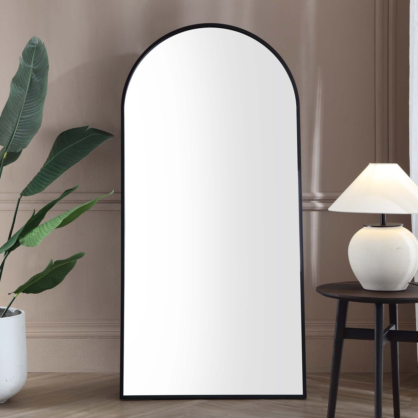 Dina Freestanding Arched Full Length Metal Frame Mirror 160 x 76 cm, Black