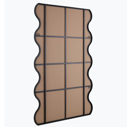 Luisa Wavy Curved Full length Mirror 180 x 110 cm, Black