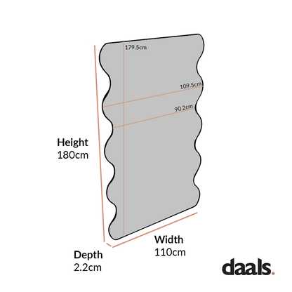 Luisa Wavy Curved Full length Mirror 180 x 110 cm, White