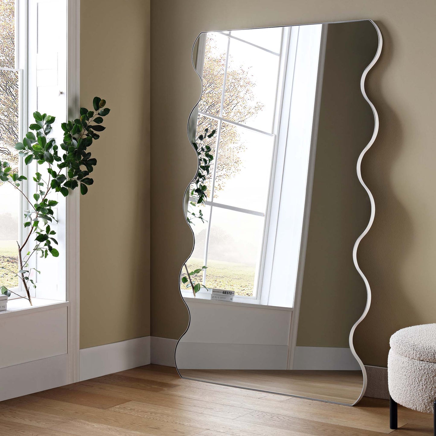 Luisa Wavy Curved Full length Mirror 180 x 110 cm, White
