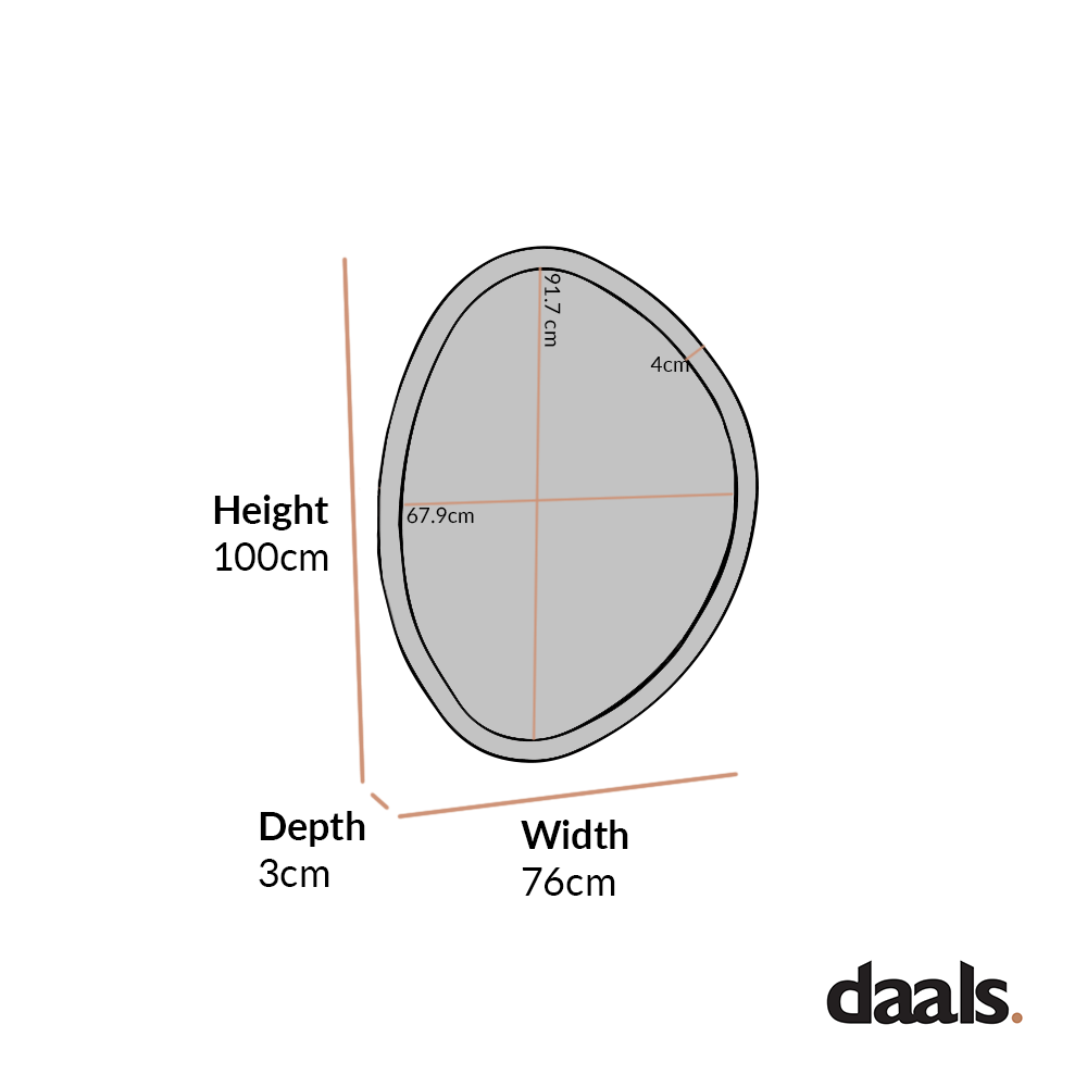 Edo Irregular Pebble Wall Wooden Mirror 100 x 76 cm, Washed White