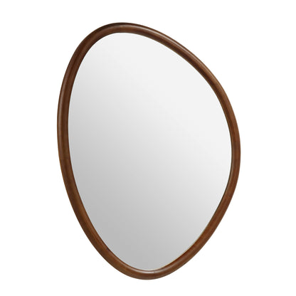 Edo Irregular Pebble Wall Wooden Mirror 100 x 76 cm, Walnut