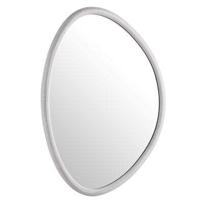 Edo Irregular Pebble Wall Wooden Mirror 100 x 76 cm, Washed White