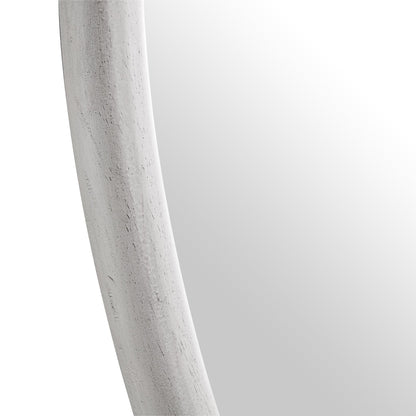 Edo Irregular Pebble Wall Wooden Mirror 100 x 76 cm, Washed White