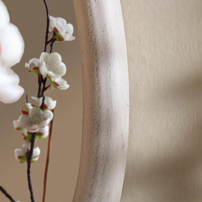 Edo Irregular Pebble Wall Wooden Mirror 100 x 76 cm, Washed White