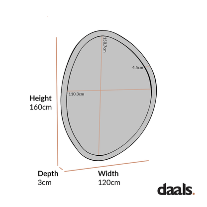 Edo Irregular Pebble Large Wooden Mirror 160 x 120 cm, Walnut