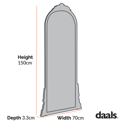Mirabel Full Length Mirror 150 x 70 cm, Antique Gold Effect