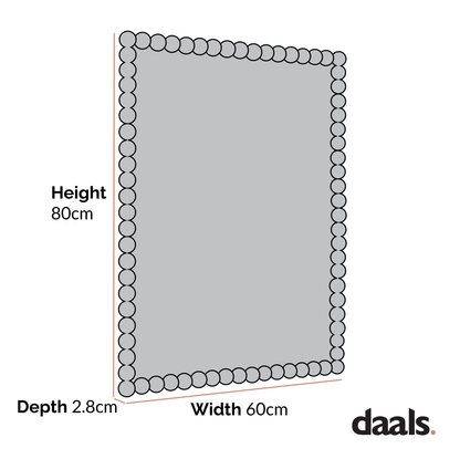 Luna Rectangular Bobbin Wall Mirror 80 x 60 cm, Washed White