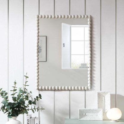 Luna Rectangular Bobbin Wall Mirror 80 x 60 cm, Washed White